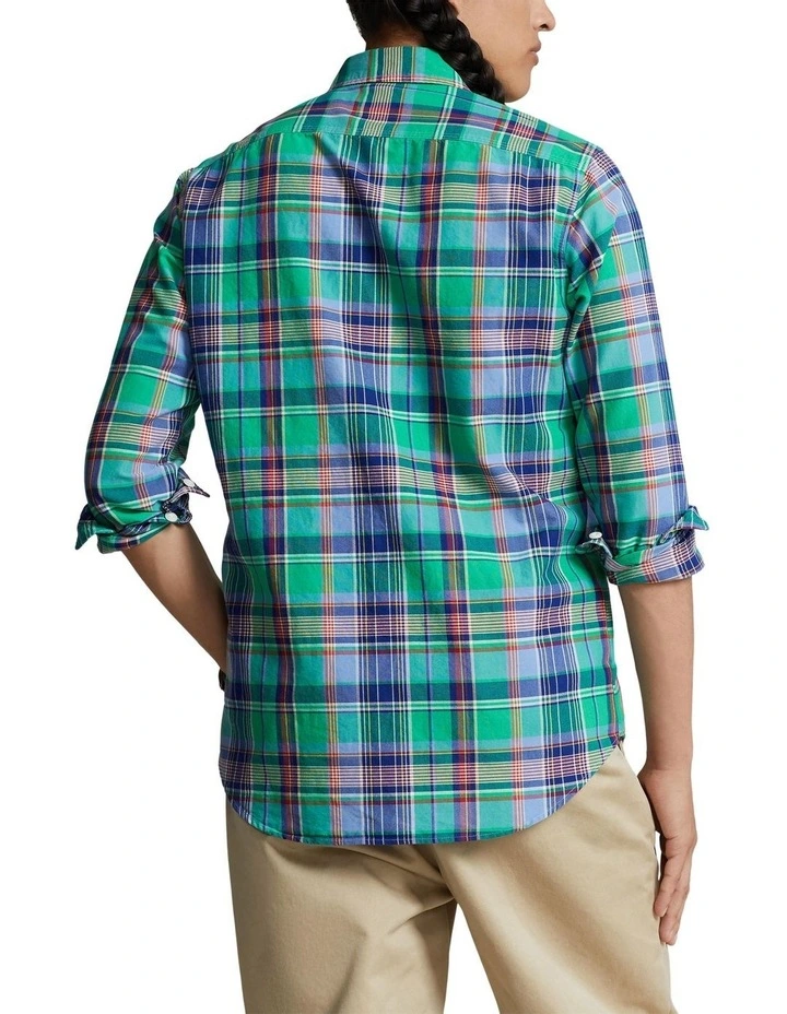 Classic Fit Plaid Oxford Workshirt in Green image 2