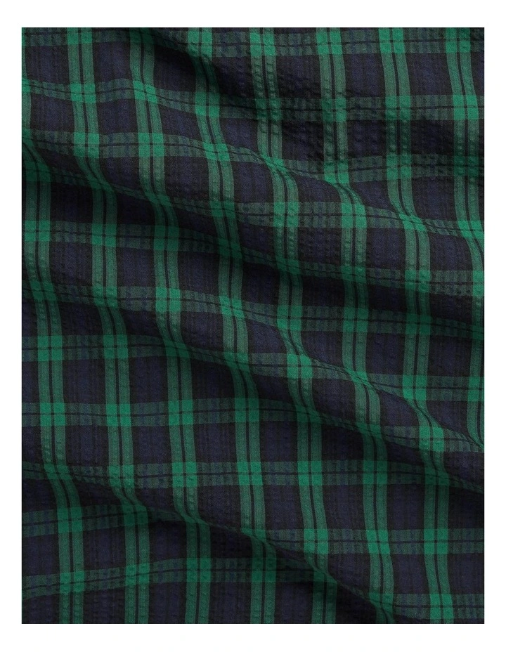 Classic Fit Plaid Seersucker Shirt in Green image 3