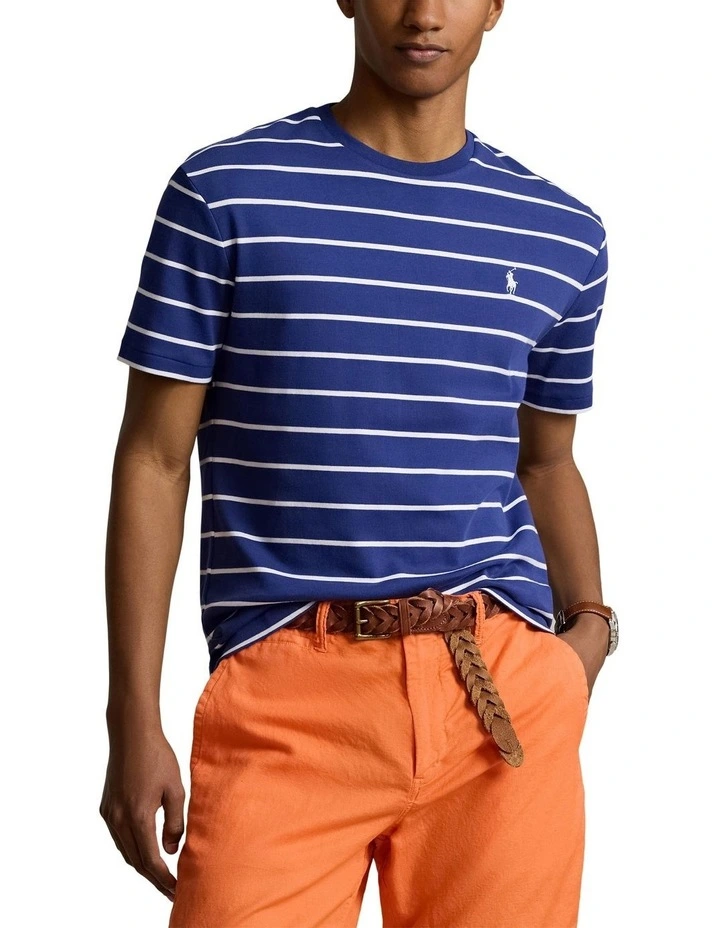 Classic Fit Striped Soft Cotton T-shirt in Navy image 1