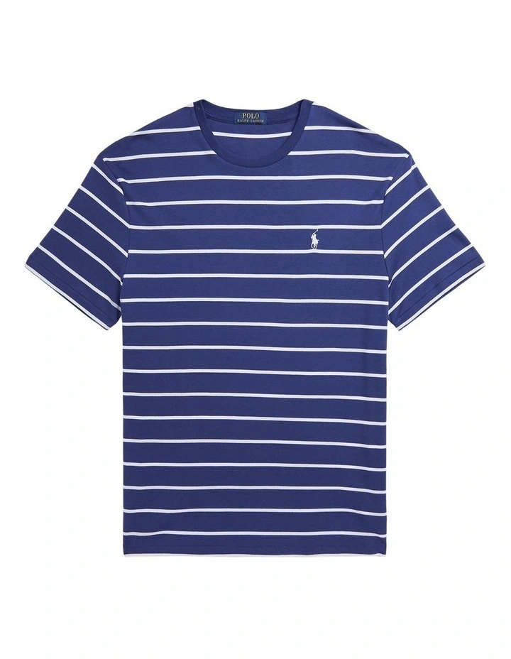 Classic Fit Striped Soft Cotton T-shirt in Navy image 4