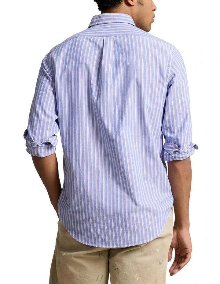 Classic Fit Striped Oxford Shirt in Blue image 2