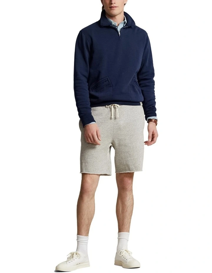 Fleece Collared Quarter-Zip Sweatshirt in Navy image 3
