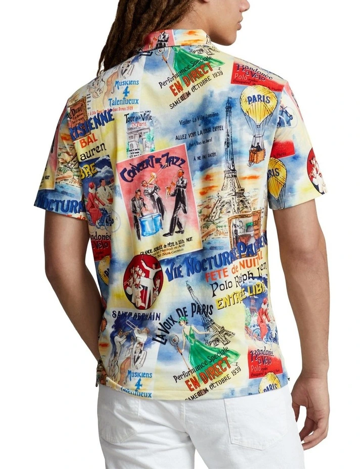 Standard Fit Printed Jersey Polo Shirt in Multi image 2