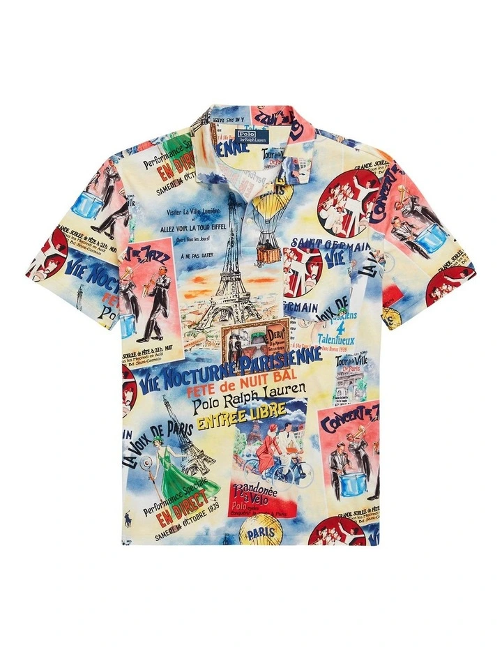 Standard Fit Printed Jersey Polo Shirt in Multi image 4