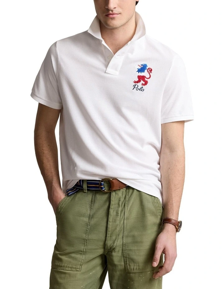 Classic Fit Embroidered Mesh Polo Shirt image 1