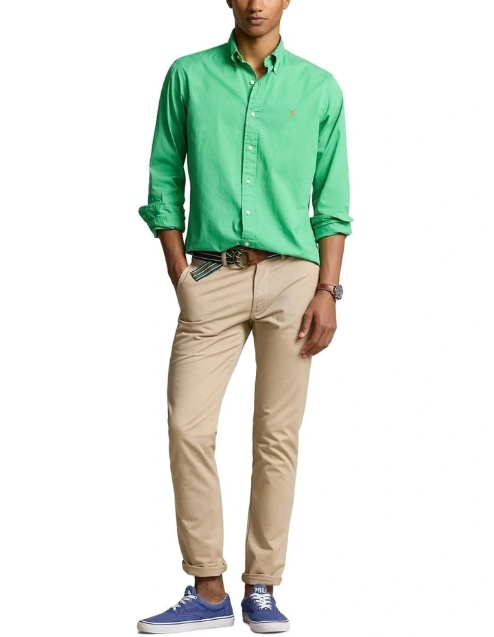 Classic Fit Twill Shirt in Green image 3