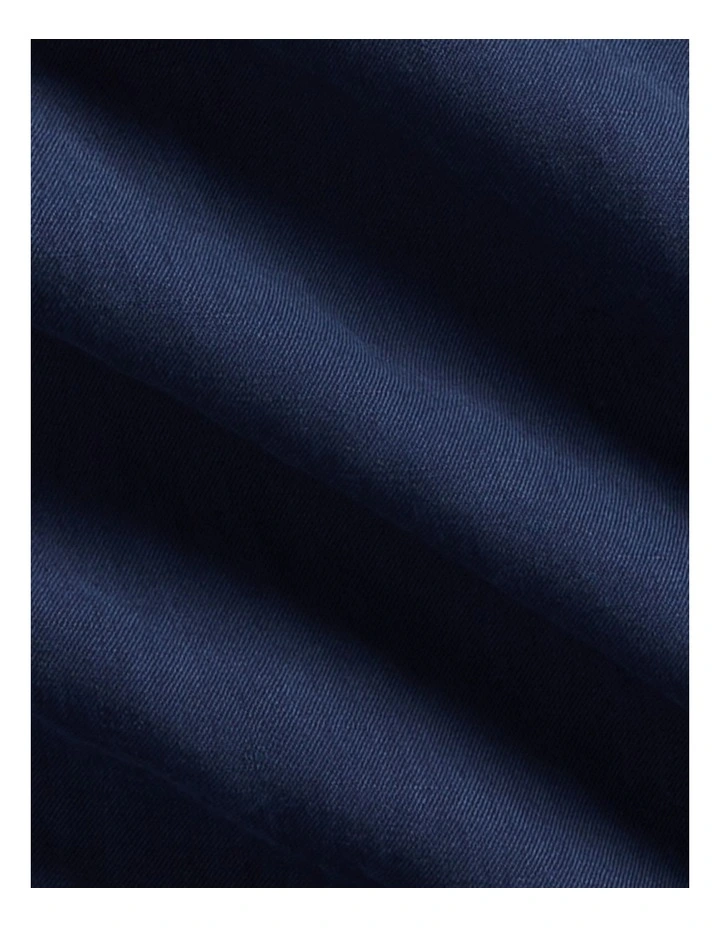 Classic Fit Linen-Silk Twill Workshirt in Navy image 5