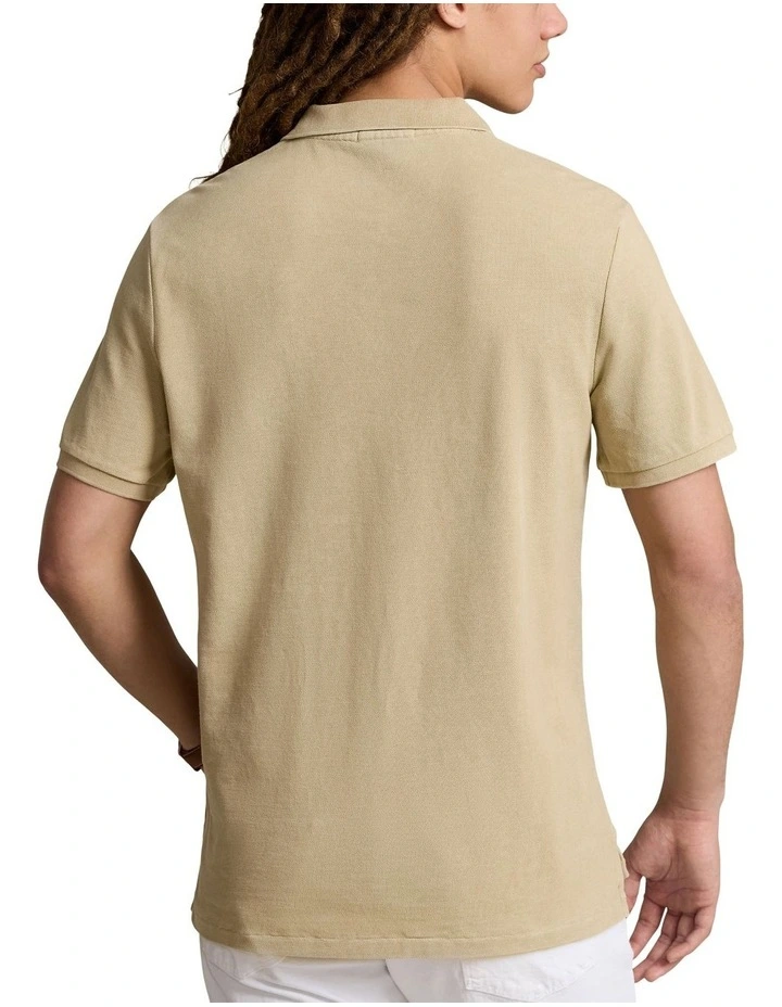 Classic Fit Big Pony Mesh Polo Shirt in Beige image 2