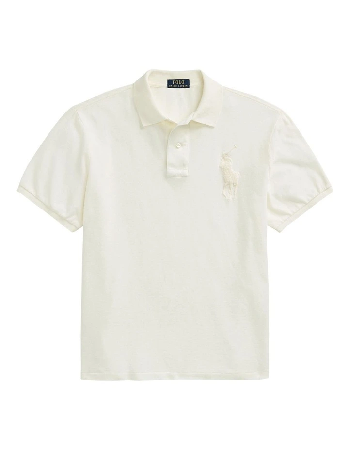 Classic Fit Big Pony Mesh Polo Shirt in Natural image 4