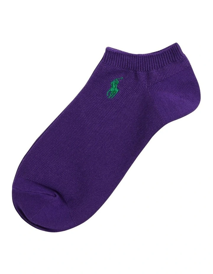 Cotton-Blend Mesh Low-Cut Socks in Purple image 1