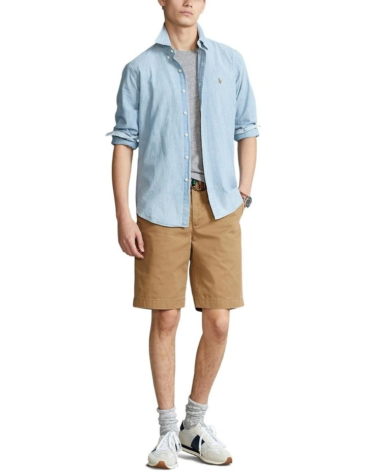 Classic Fit Chambray Shirt in Blue image 3