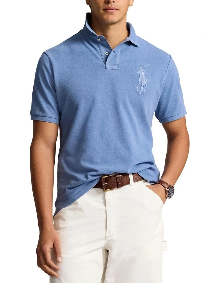 Polo Ralph Lauren Classic Fit Big Pony Mesh Polo Shirt in Blue MYER