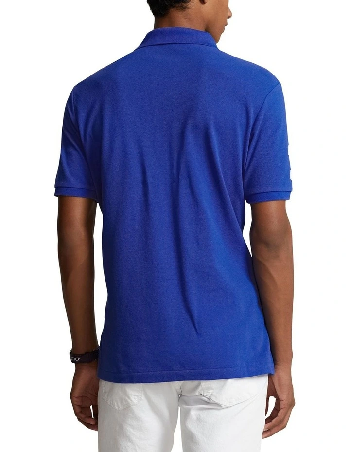 Polo Ralph Lauren Custom Slim Fit Big Pony Mesh Polo Shirt in Blue | MYER