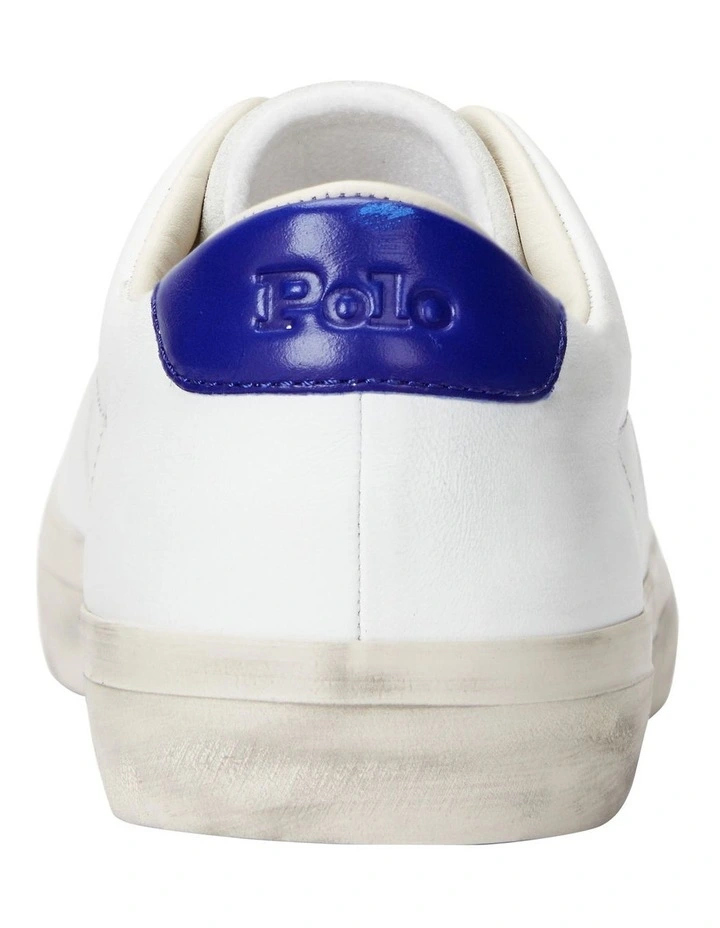 Longwood Distressed Leather Sneaker in White image 4