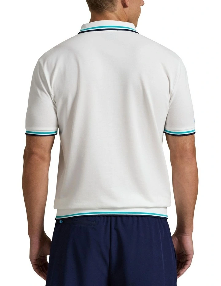 Australian Open Stretch Mesh Polo Shirt in White image 2