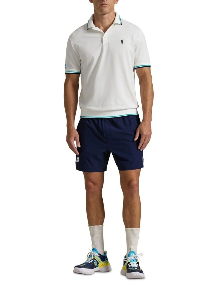 Australian Open Stretch Mesh Polo Shirt in White image 3