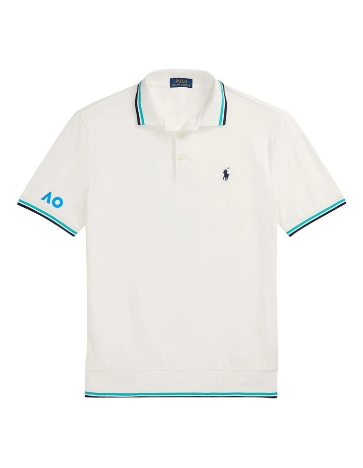 Australian Open Stretch Mesh Polo Shirt in White image 4