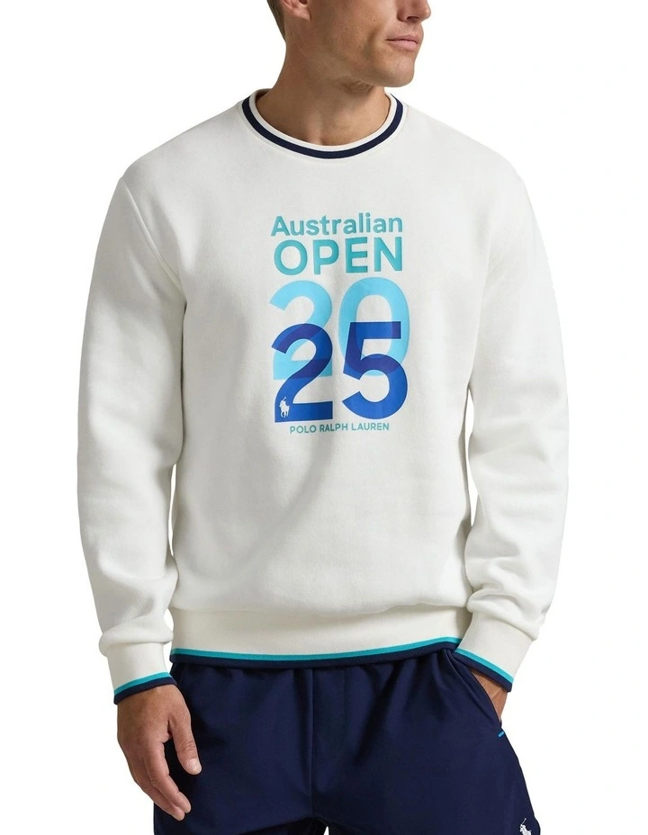 Australian Open Fleece Sweatshirt in White image 1