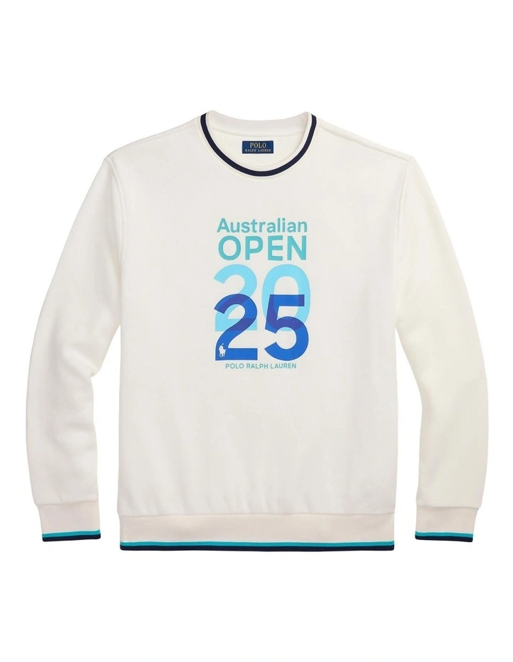 Australian Open Fleece Sweatshirt in White image 4