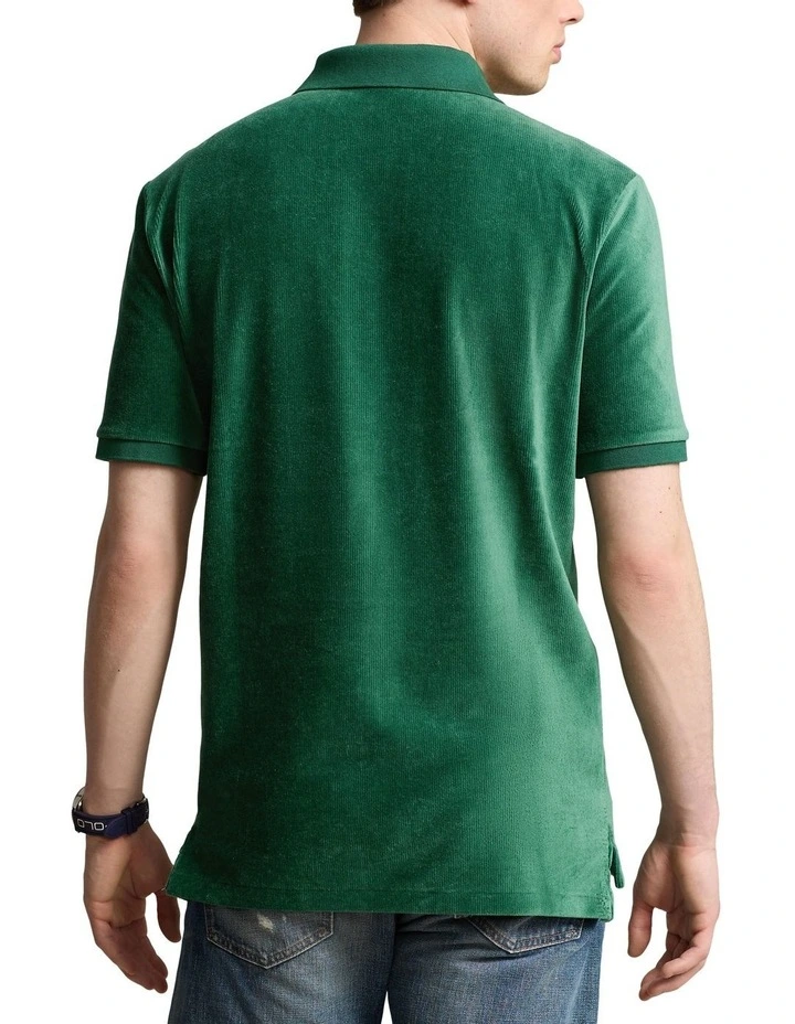 Classic Fit Knit Corduroy Polo Shirt in Green image 2