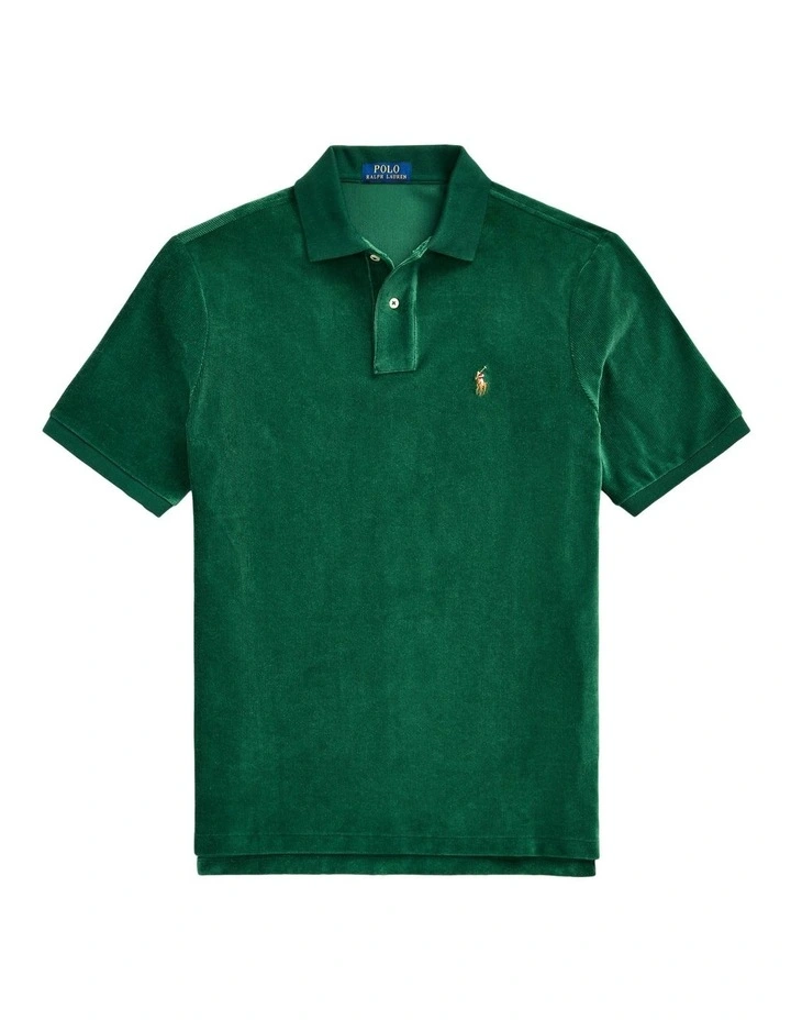 Classic Fit Knit Corduroy Polo Shirt in Green image 4
