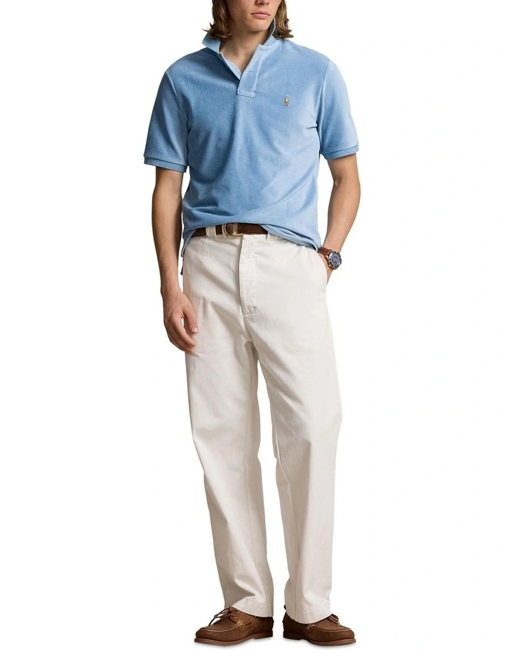 Classic Fit Knit Corduroy Polo Shirt in Blue image 3