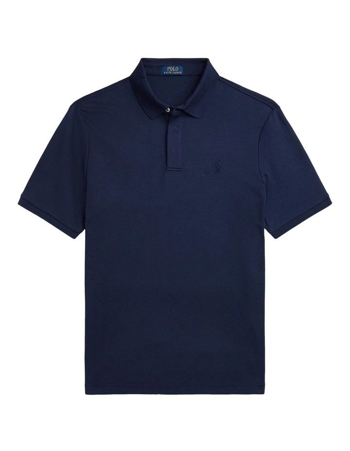 Classic Fit Soft Cotton Polo Shirt in Navy image 4