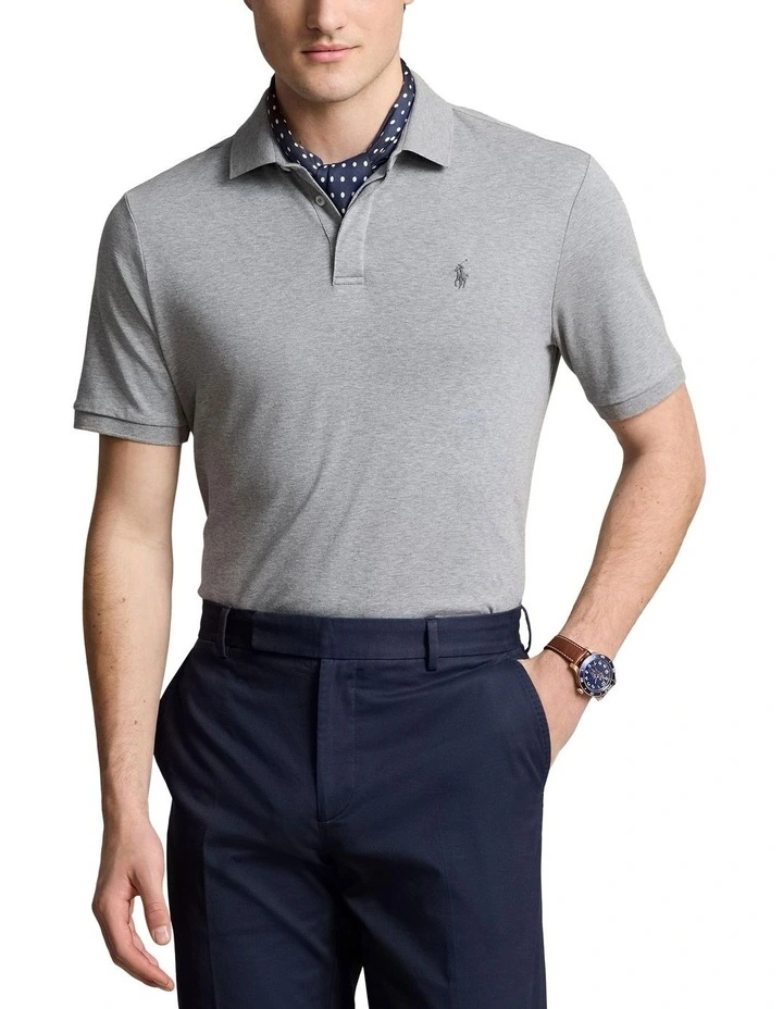 Classic Fit Soft Cotton Polo Shirt in Grey image 1