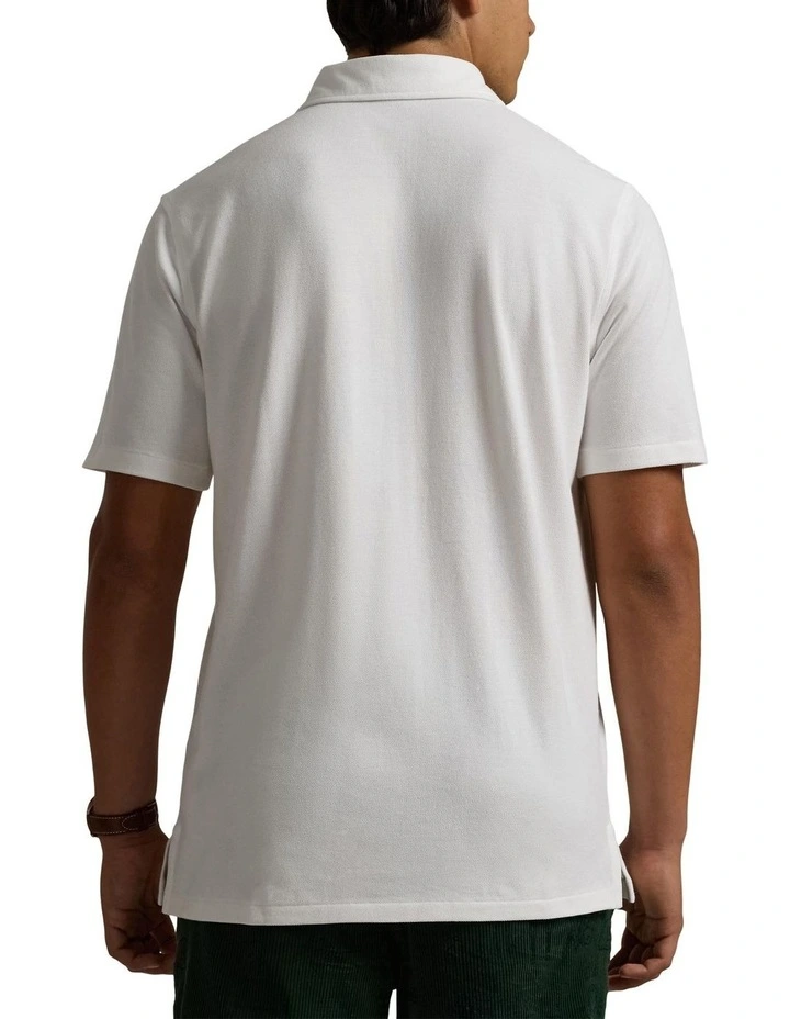 Classic Fit Tennis-Crest Mesh Polo Shirt in White image 2