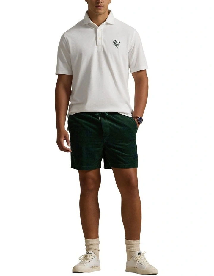 Classic Fit Tennis-Crest Mesh Polo Shirt in White image 3