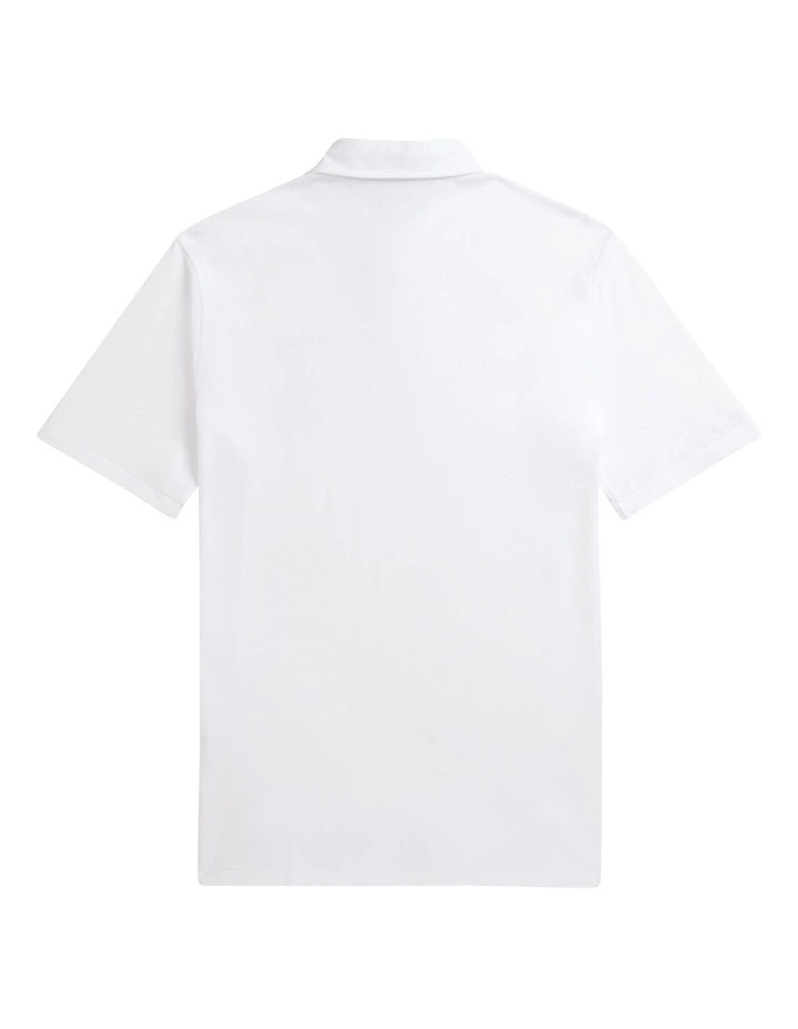 Classic Fit Tennis-Crest Mesh Polo Shirt in White image 5