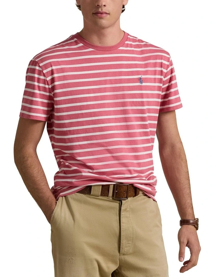 Classic Fit Striped Jersey T-shirt in Red image 1