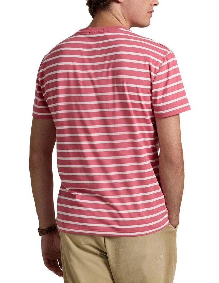 Classic Fit Striped Jersey T-shirt in Red image 2