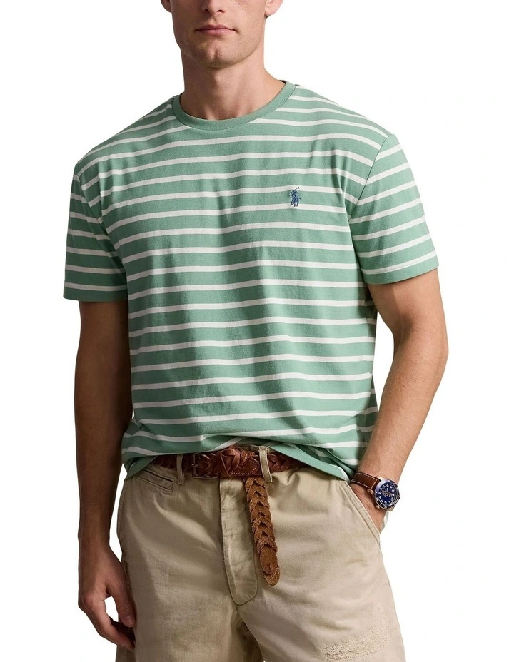 Classic Fit Striped Jersey T-shirt in Green image 1