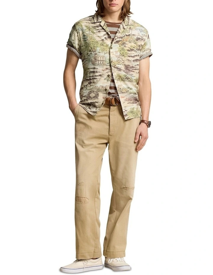 Classic Fit Beach-Print Camp Shirt in Multi image 3