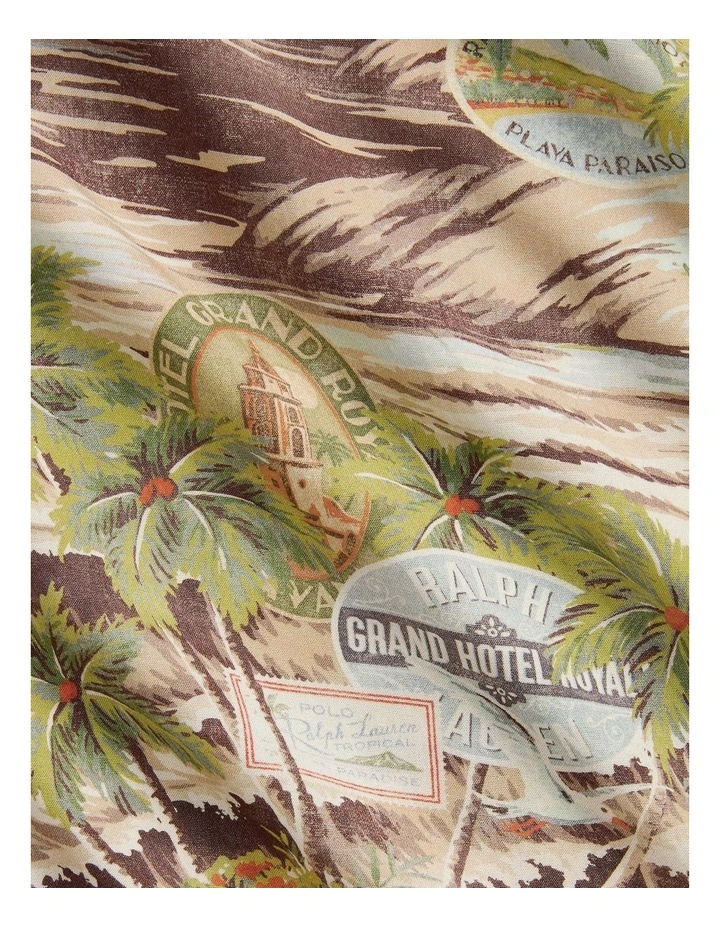Classic Fit Beach-Print Camp Shirt in Multi image 5