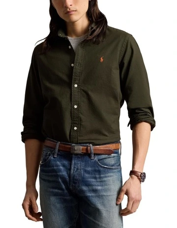 Classic Fit Garment Dyed Oxford Shirt in Green