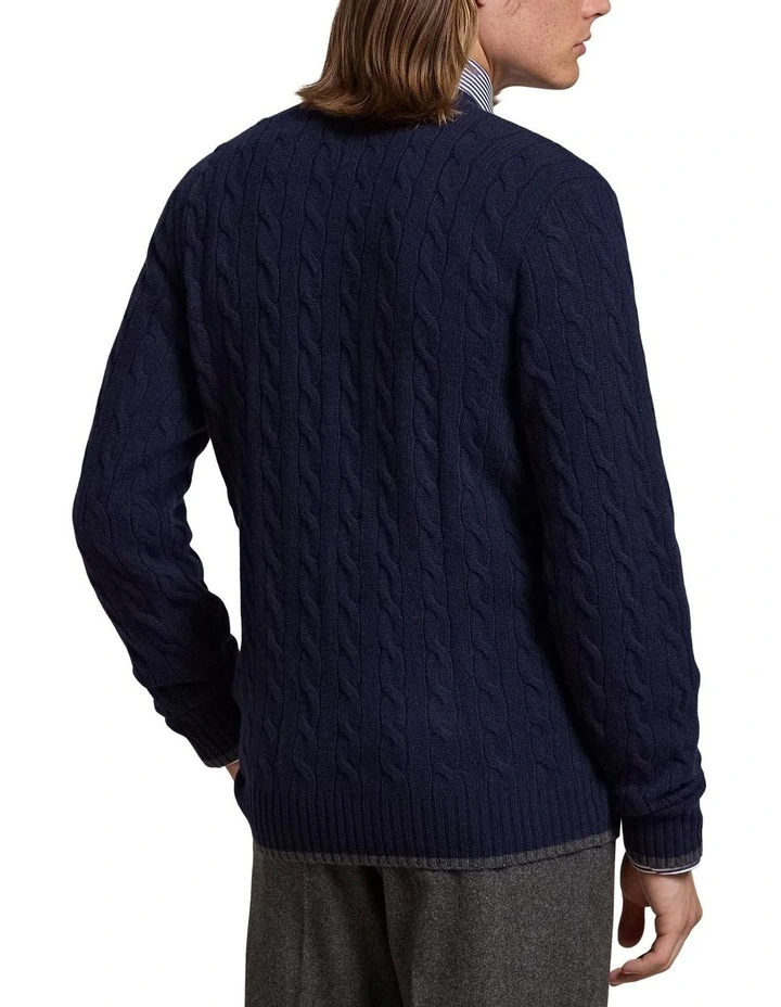 Cable-Knit Wool-Cashmere Cardigan in Blue image 2