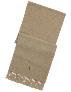 Fringe Virgin Wool Scarf in Grey