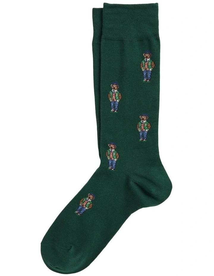 Polo Bear Cotton-Blend Trouser Socks in Green image 1