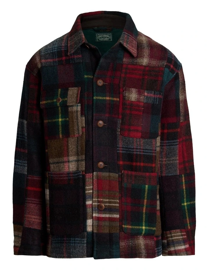 Plaid Patchwork Wool Jacket in Multi image 4