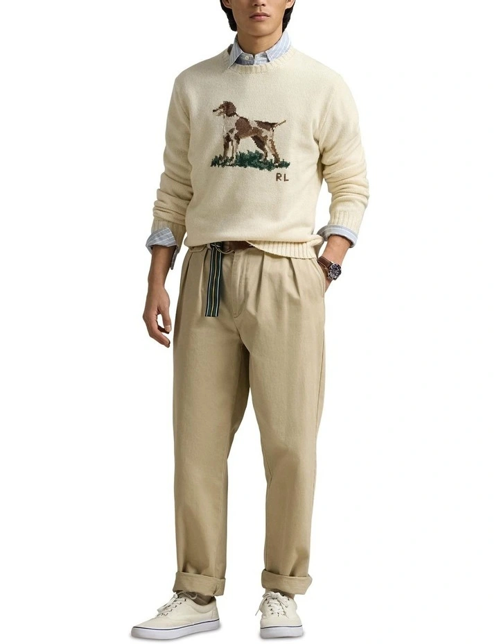 Dog-Intarsia Wool Sweater in Natural image 3