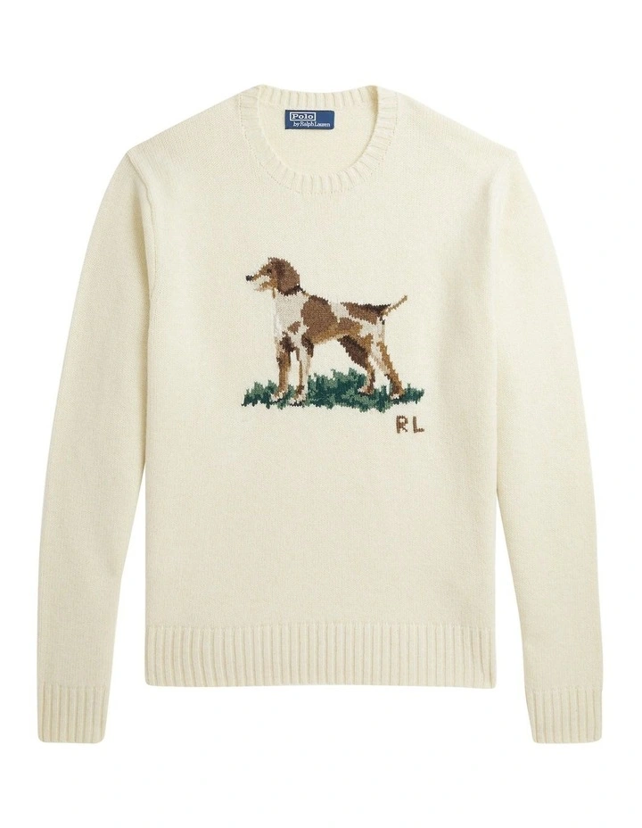 Dog-Intarsia Wool Sweater in Natural image 4