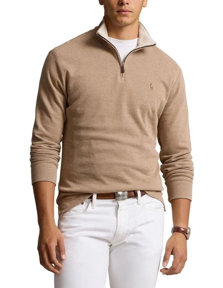 Estate Rib Quarter Zip Pullover in Brown image 1