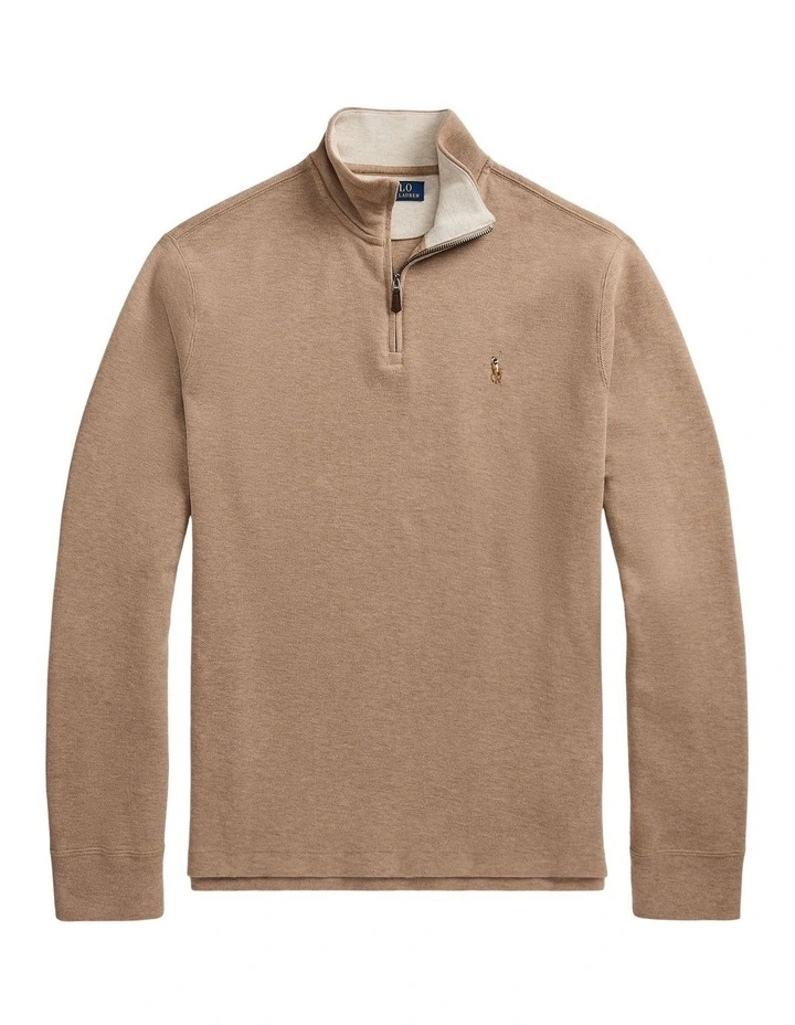 Estate Rib Quarter Zip Pullover in Brown image 4
