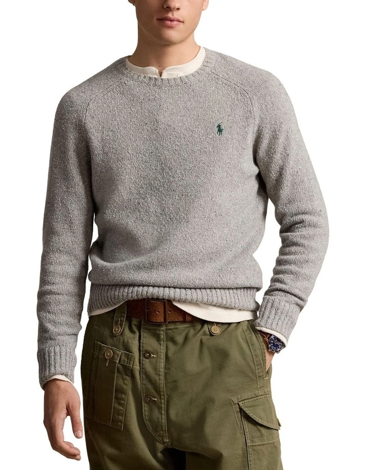 Speckled Wool-Blend Crewneck Sweater in Grey image 1