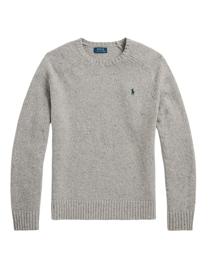 Speckled Wool-Blend Crewneck Sweater in Grey image 4
