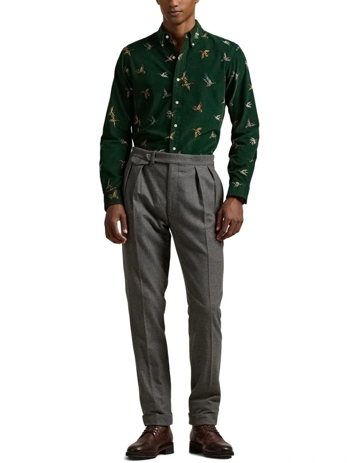 Classic Fit Mallard Print Corduroy Shirt in Multi image 3
