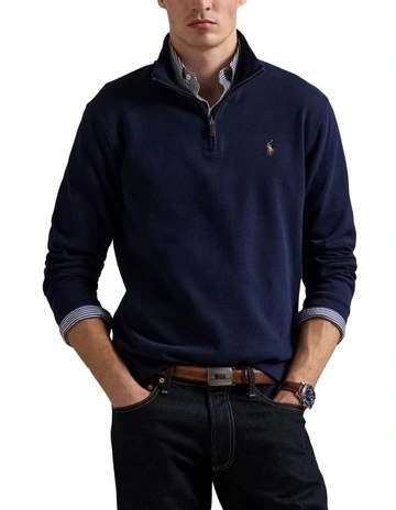Estate-Rib Quarter-Zip Pullover in Navy