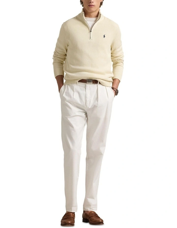 Cotton Quarter-Zip Sweater in Natural image 3